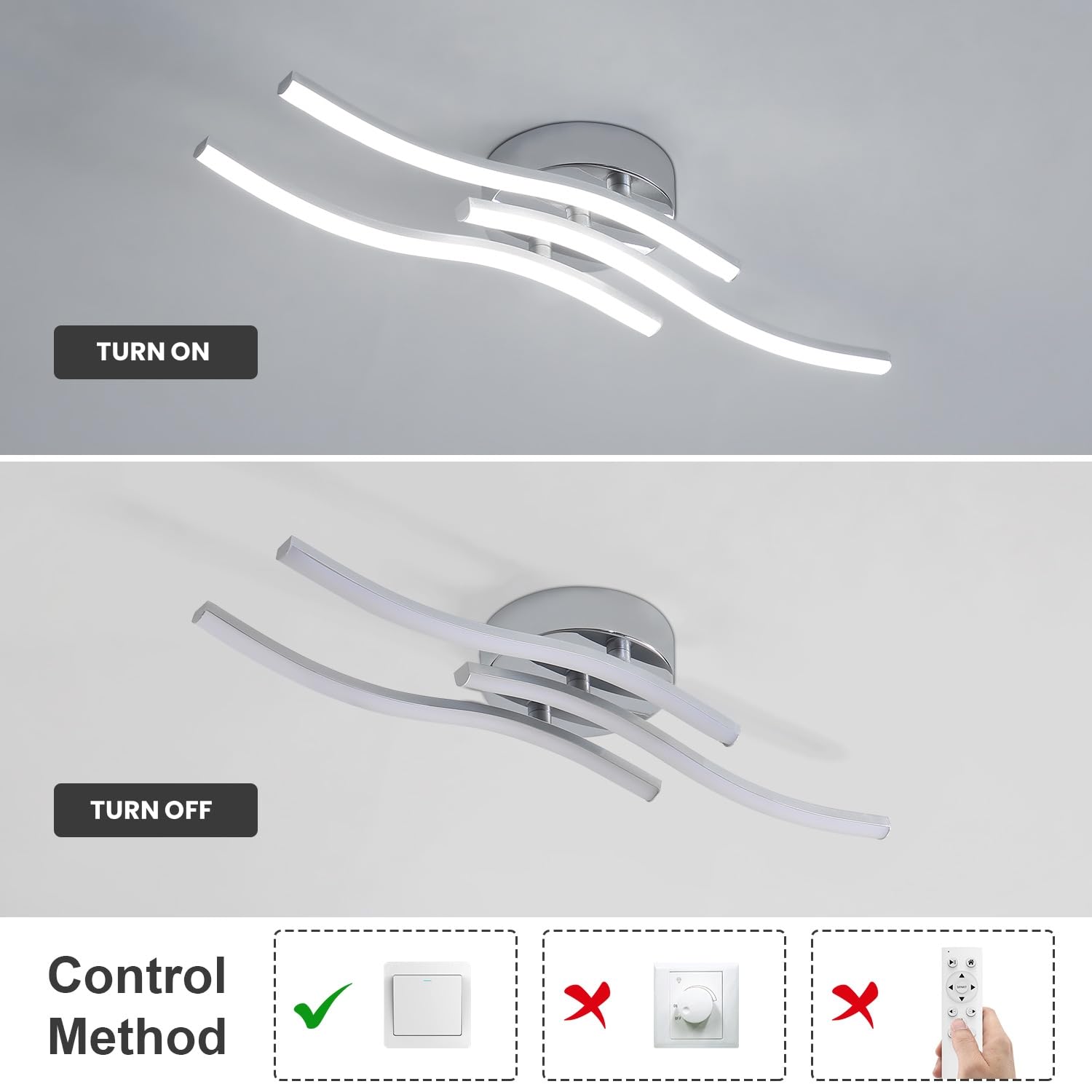 Dorlink Lampadario LED Soffitto, Plafoniera LED Soffitto Moderna, Lampadario Camera da Letto, 18W 1620LM Lampadari Soggiorno，6500K Bianco Freddo, Per Cucina, Corridoio, Ristorante,Ø52CM