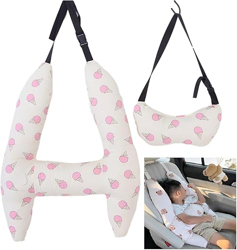 Jeeeun Almohadas de coche para niños, almohadas de coche en forma de H para dormir, soporte de cabeza de asiento de automóvil infantil, almohada de