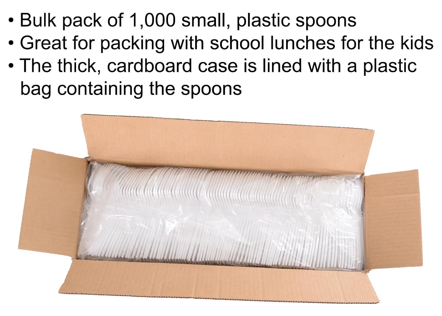 Daxwell Plastic Spoons, Medium Weight Polystyrene (PS), White, A10003778 (Case of 1,000)