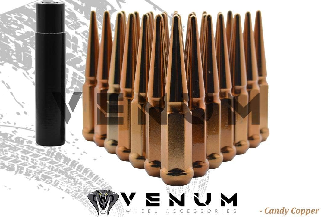 Venum wheel accessories 32 Pc M14x1.5 Candy Copper Spike Lug Nuts - Powder Coated - 4.5" Tall Compatible with Chevrolet/GMC 1999-2020 Silverado Sierra 2500 HD 3500 HD 8 Lug Trucks