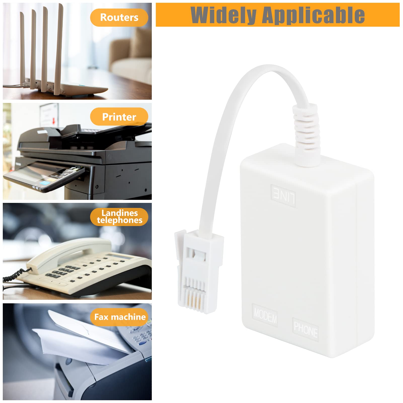 UVital Microfiltro Splitter BT A RJ11 E BT: Cavo Filtro ADSL Per Telefono Fisso E Modem A Banda Larga - 5