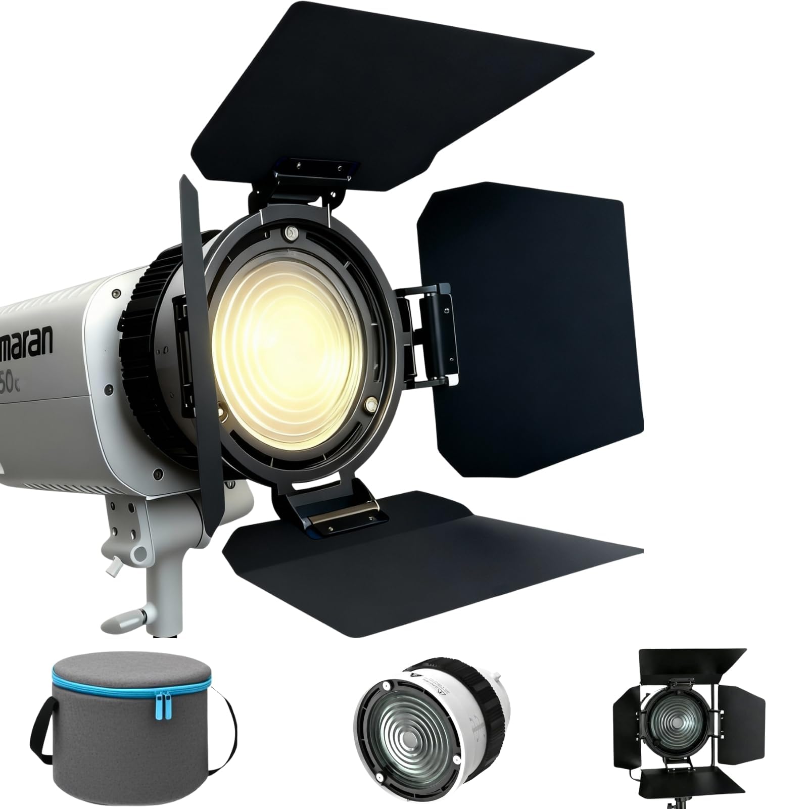 DFCINE 10X Lente Fresnel con Attacco Bowens e Alette a 4 Foglie, Fascio Regolabile 10°–45°, Zoom a Fuoco Posteriore per Luci COB ≤200W, Modellazione della Luce per Riprese Cinematografiche | Zoom focalizzabile 10x, fascio da 10 a 45 gradi, porte da fienile a 4 fogli per luci video COB fino a 200 W