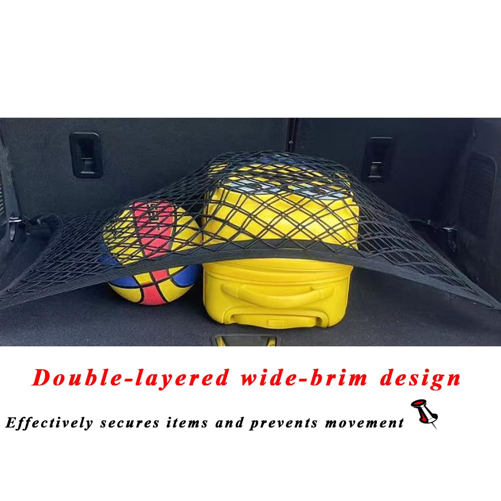 Filet De Coffre Voiture pour Hyundai i30 (FD GD PD 2007-2025 2026),Organisateur De Coffre À Double Couche avec Bordure Large,Maille Élastique pour Ranger Bagages Et Objets Divers,S