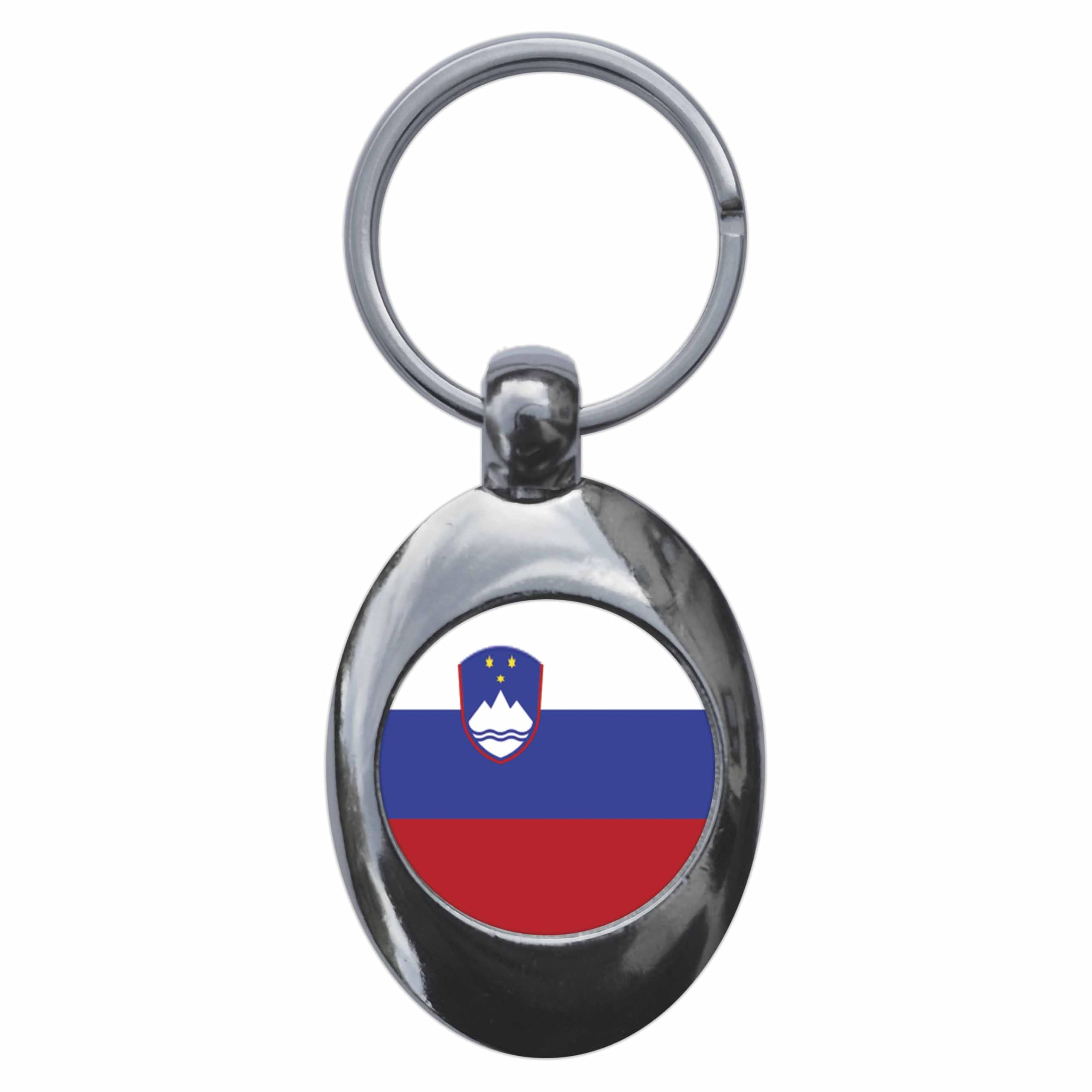 Ozorath Slovenia National Flag Keyring Keychain Key Ring Chain With Trolley Coin