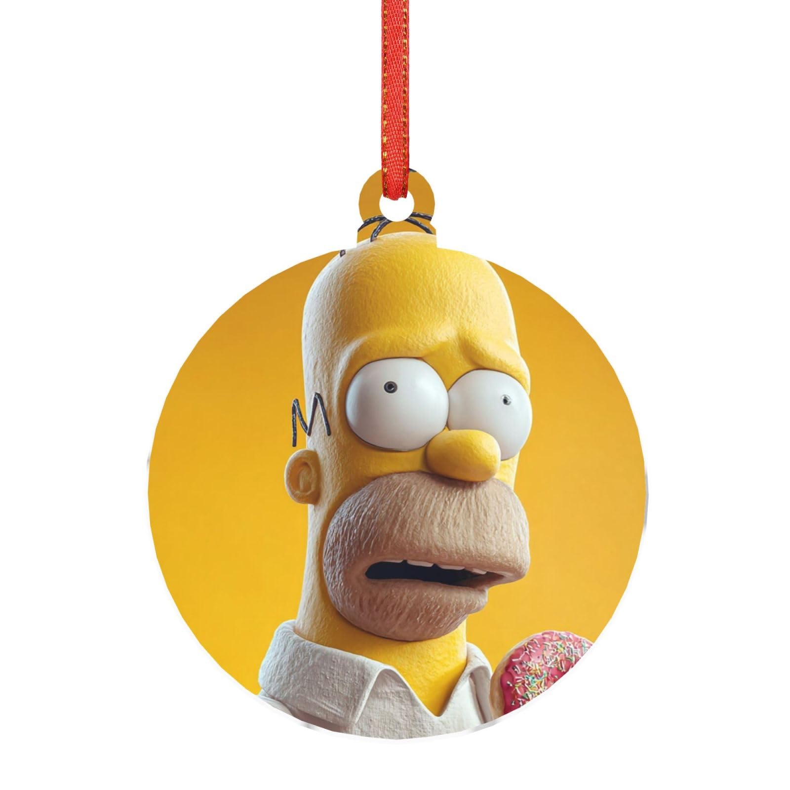 Hjkjkkj Round Shape Acrylic Ornament Christmas Tree Decoration Clear Round Pendant With Red Ribbon Simpsons Christmas Ornaments Indoor Outdoor Hanging Acrylic Pendants For Xmas Party Decor