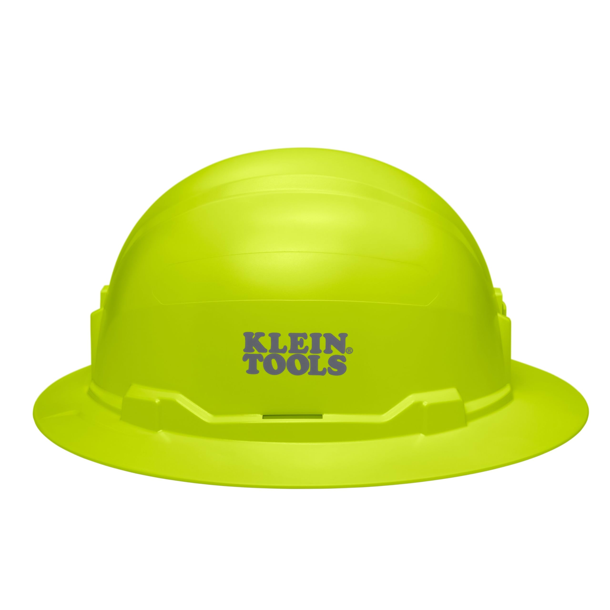 Klein Tools 60910 - Casco de Seguridad, Estilo de Borde Completo, sin ventilar, Acolchado, Diadema antiolores, Probado hasta 20 kV, Alta Visibilidad Verde limón