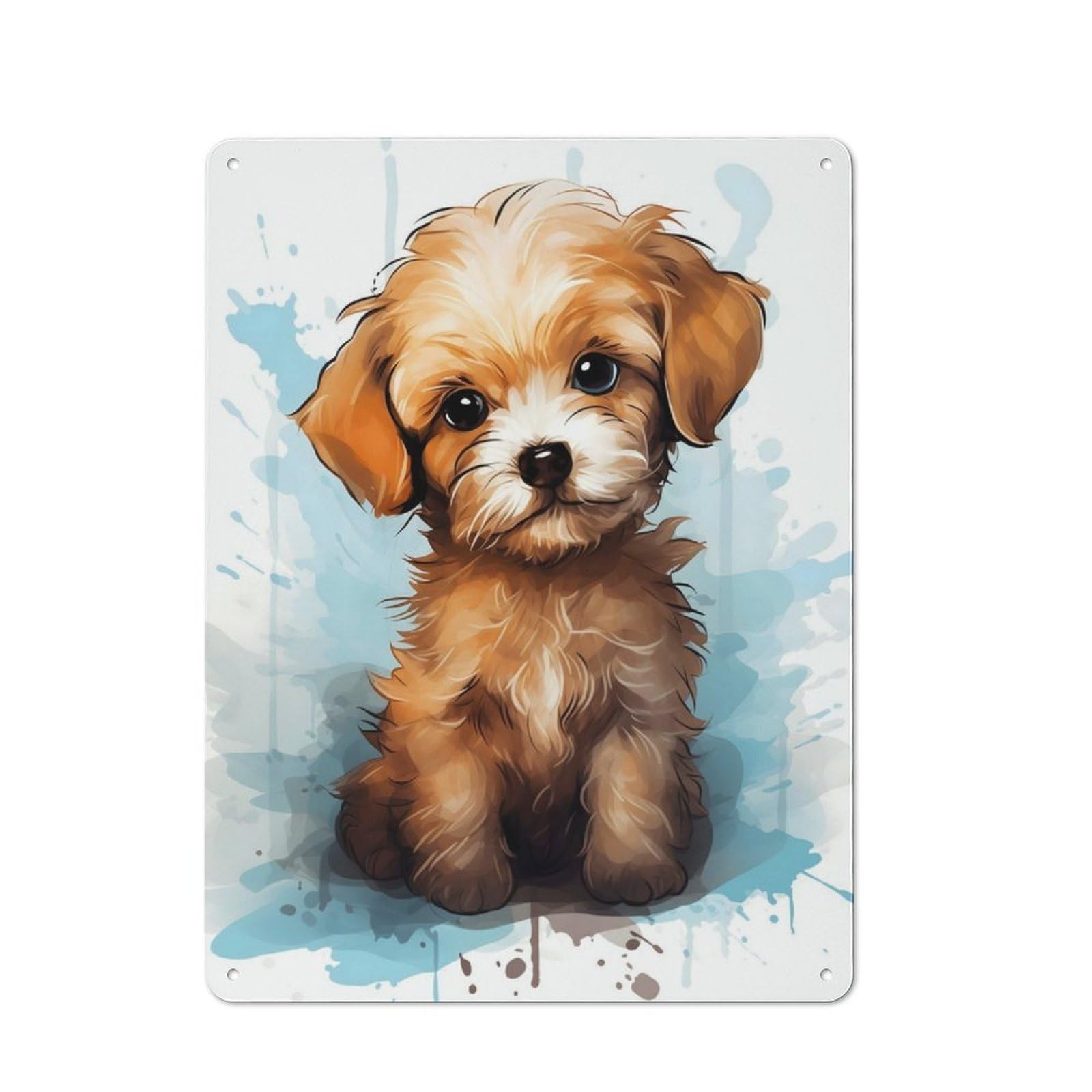 Cute Watercolor Maltipoo Rustic Tin Sign 40x30cm for Café Or Restaurant, for Café Owners And Decorators, for Retro Home Interiors