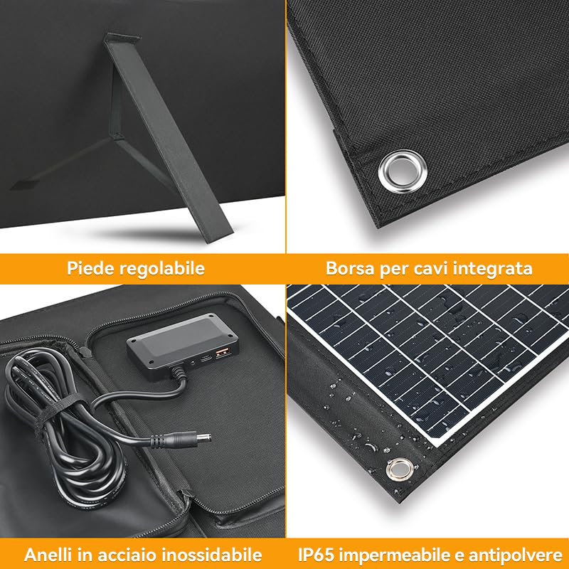 Pannello solare pieghevole da 100 W, Compatibilità: DJI Power Adaptermodul per pannello solare (MPPT), Power 1000, Power 500, Power 1000Mini