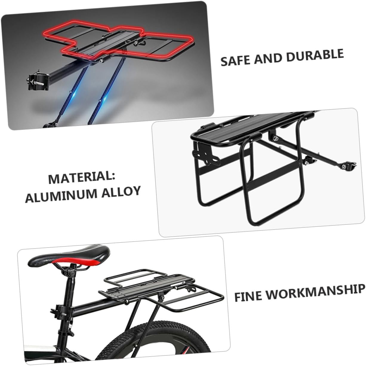 Mikinona Aluminum Alloy Bike Cargo Rack Rear Luggage Carrier for Mountain Road Folding Bikes Stable Rear Rack