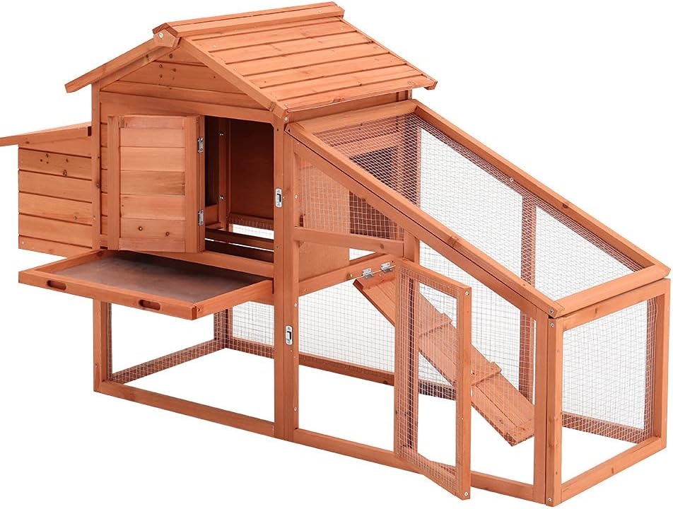 Chicken Coop and Run, Hen House with Large Activity Space, Double layer