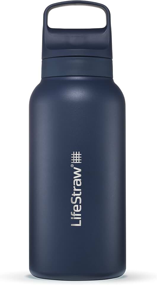 LifeStraw Go Series — Insulated Stainless Steel Water Filter Bottle for Travel and Everyday Use Removes Bacteria, Parasites and Mi