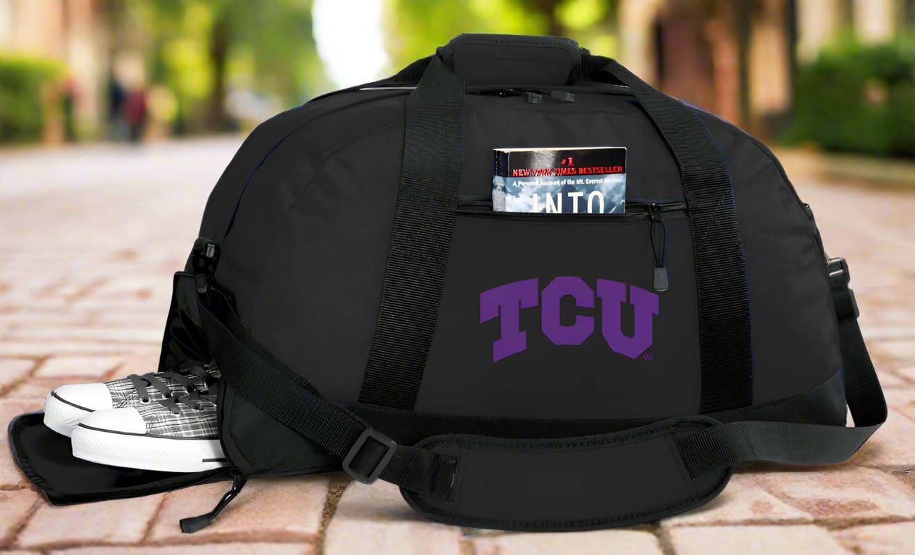 Texas Christian University Duffel Bag - TCU Gym Bags w/SHOE POCKET