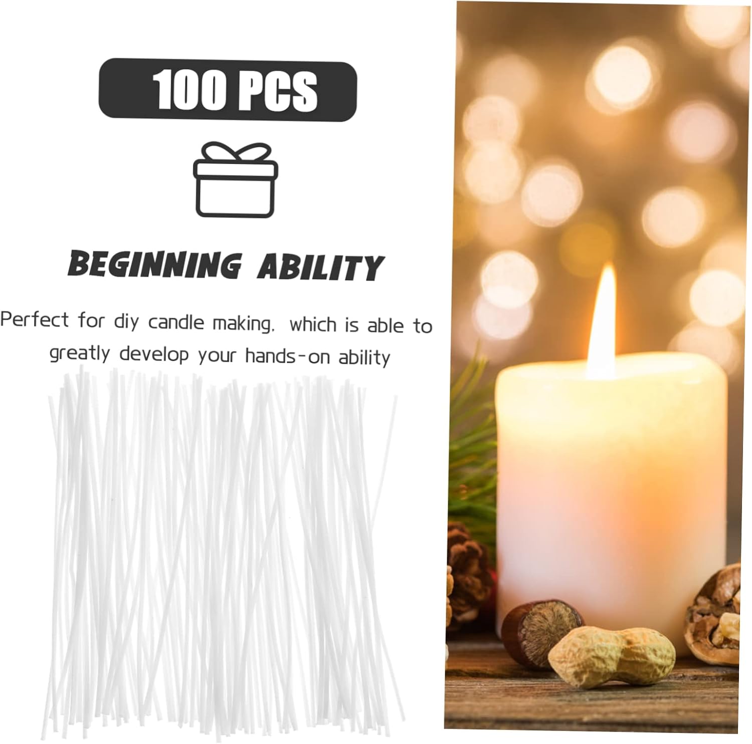 ARTIBETTER 400pcs Cotton Candle Wicks for Candle Making Pre-Waxed Replacement Wicks Versatile Use for Tealights to Cut for Crafting and Celebrations
