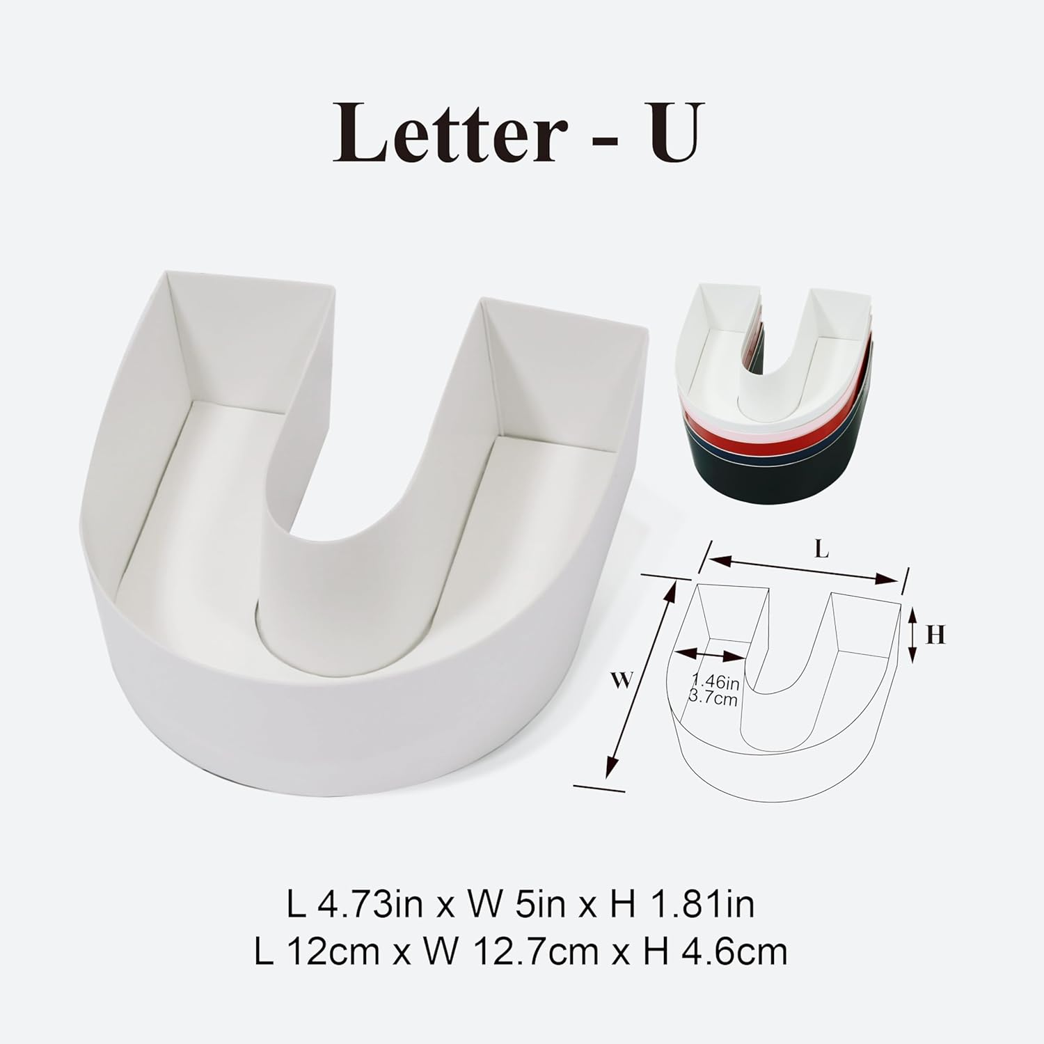 Geoto 6 Pack 17.3 x 6 x 2 inches Pink/Red/White Color Fillable Letter Shaped Gift Box, I Love You I Heart U Alphabet Valentine's Day Box with Clear Lid (White with Window)