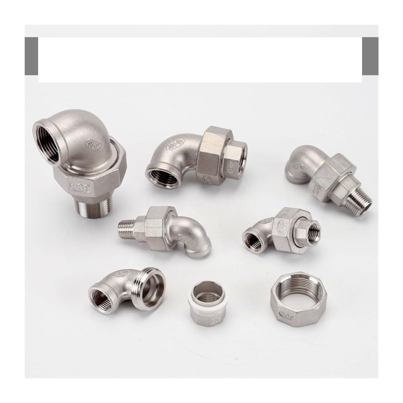 Winkelverbinder, 1 Stück 1/8" 1/4" 3/8" 1/2" 3/4" 1" 1-1/4" 1-1/2" 2" Edelstahl-Verbindungswinkel mit Innengewinde,Schlauchverbinder(1 1/2" Female)