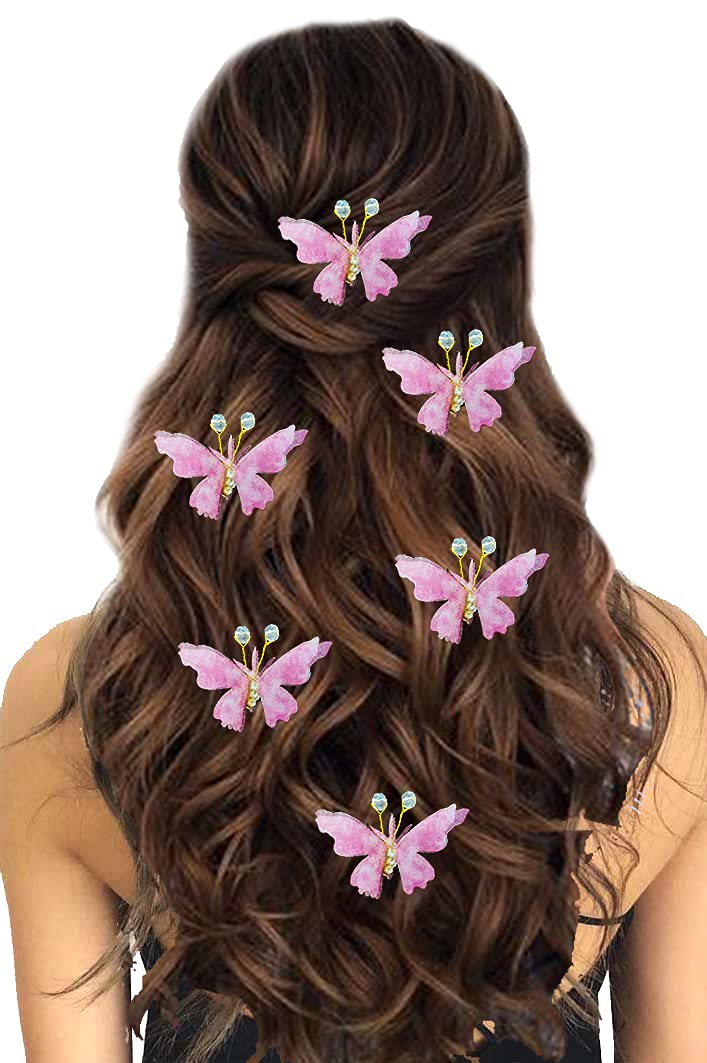 Hair Flare Artificial Butterfly Hair Pin for Girls and Women/Hair Accessories and Hair Judapin for Women- Baby Pink, 2232, Pack of 6 Pins (B09FZD416Z) Amazon Price History, Amazon Price Tracker