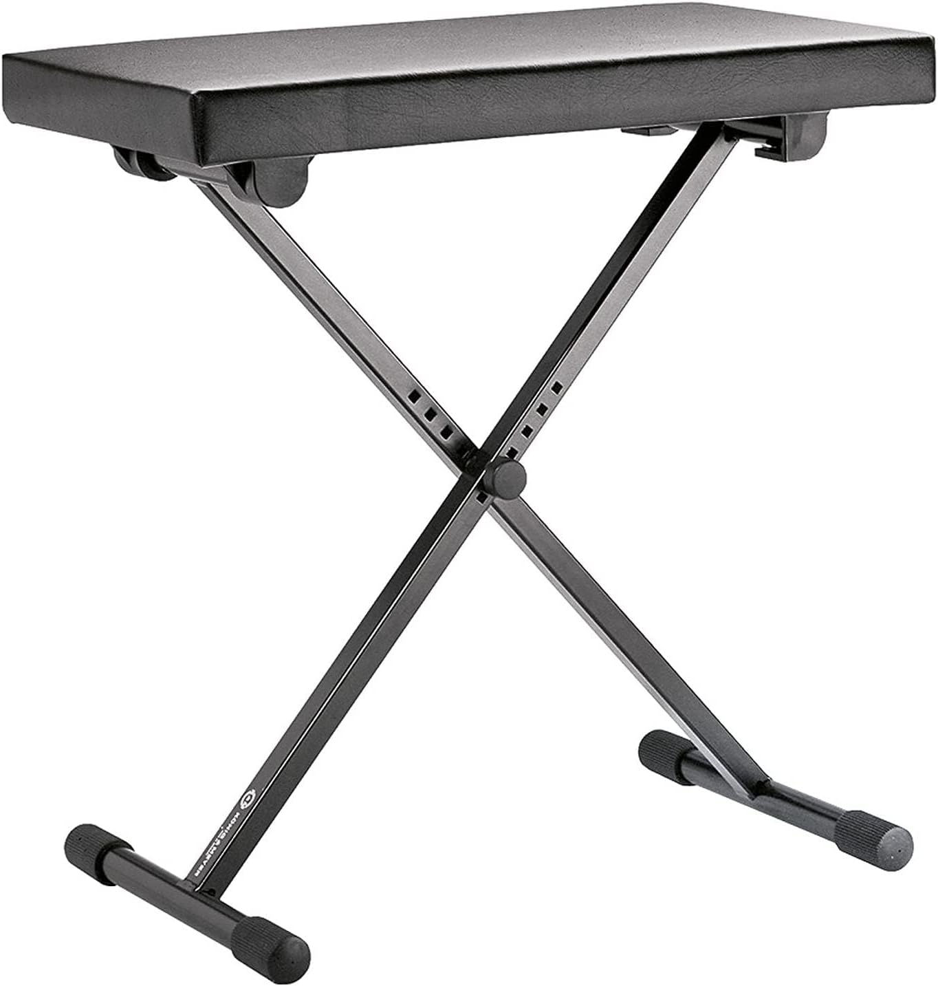 K&M König & Meyer 14065.000.55 Keyboard Bench | Wide Piano Stool | Height Adjustable Comfortable Padded Seat | Sturdy Cross Brace Legs | Folds For Storage/Easy Travel | German Made | Black