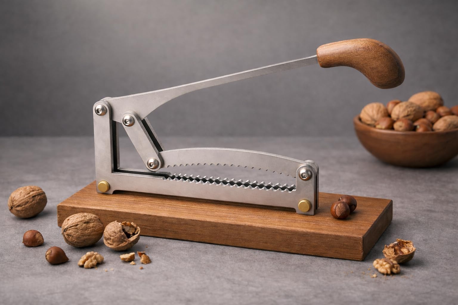 Nussknacker mit Hebel sehr hochwertig aus Edelstahl mühelos Haselnuss, Oliven und mehr