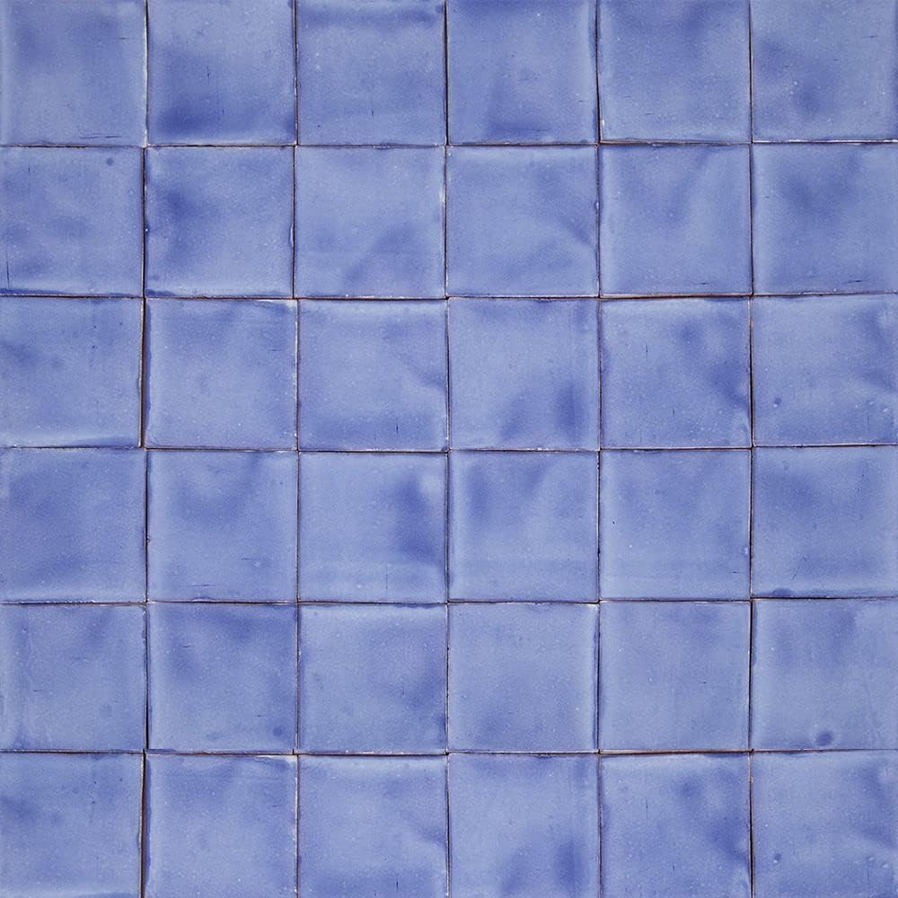 Cerames Azulejos azules mexicanos monocolor Azul Mezclilla Delgado - azulejos de mosaico, azulejos ceramica monocromáticos para cocina, baño | Un paquete de 90 baldosas azules ceramica 10,5x10,5 cm