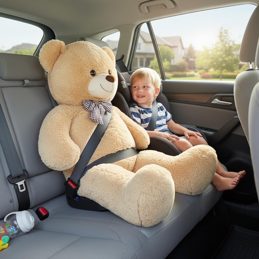 MorisMos Giant Teddy Bear 4 Feet, Cute Big Huge Teddy Bear Plush 47inch Stuffed Animal, Classic Girlfriend Boyfriend Birthday Gift Baby Shower Decorations, Brown