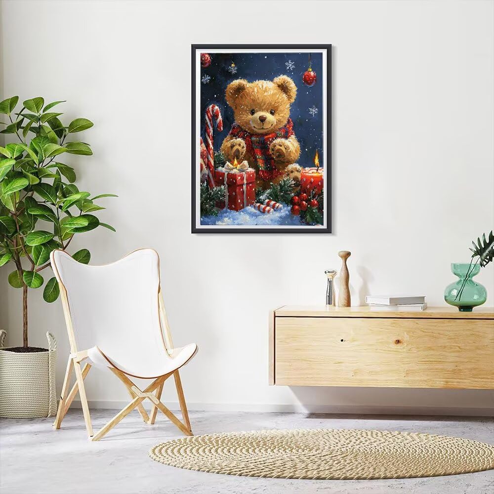 DIY diamentowe zestawy do malowania, Boże Narodzenie niedźwiedź lalka 5D w pełni diament kryształ haft krzyżykowy malowanie, do dekoracji sypialni, salonu, biura, dekoracji ściennej domu, prezenty