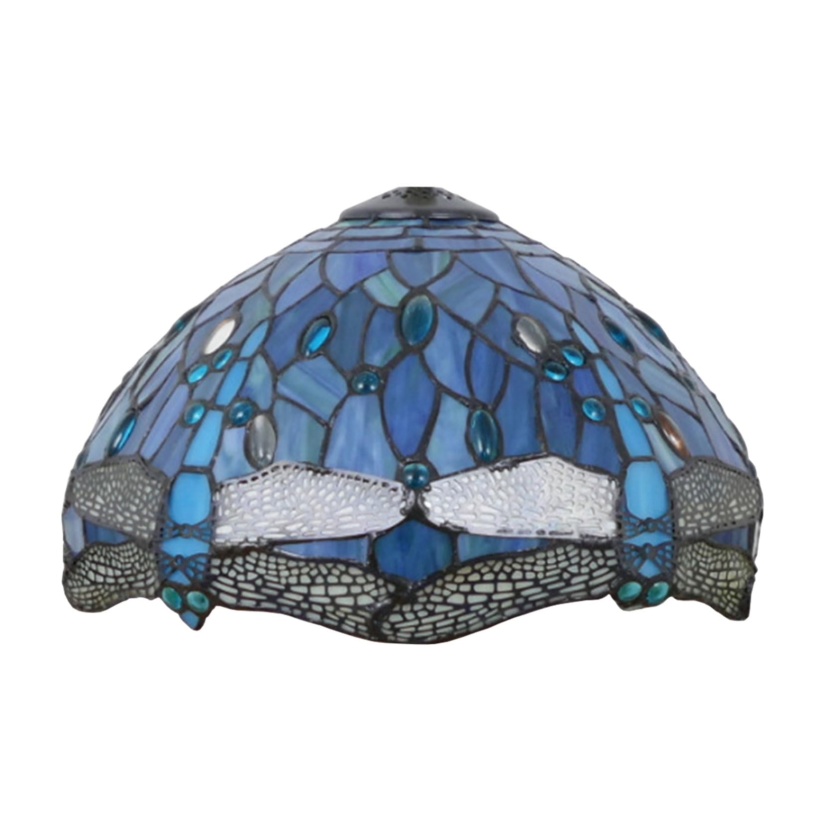 SaryEdge 12 Inch Dragonfly Stained Glass Lamp Shade, Tiffany Style Lampshades Replacement, Handmade Vintage Lamp Cover Accessories Only for Table lamp Pendant Light Ceiling Fixture,Pur，Blue