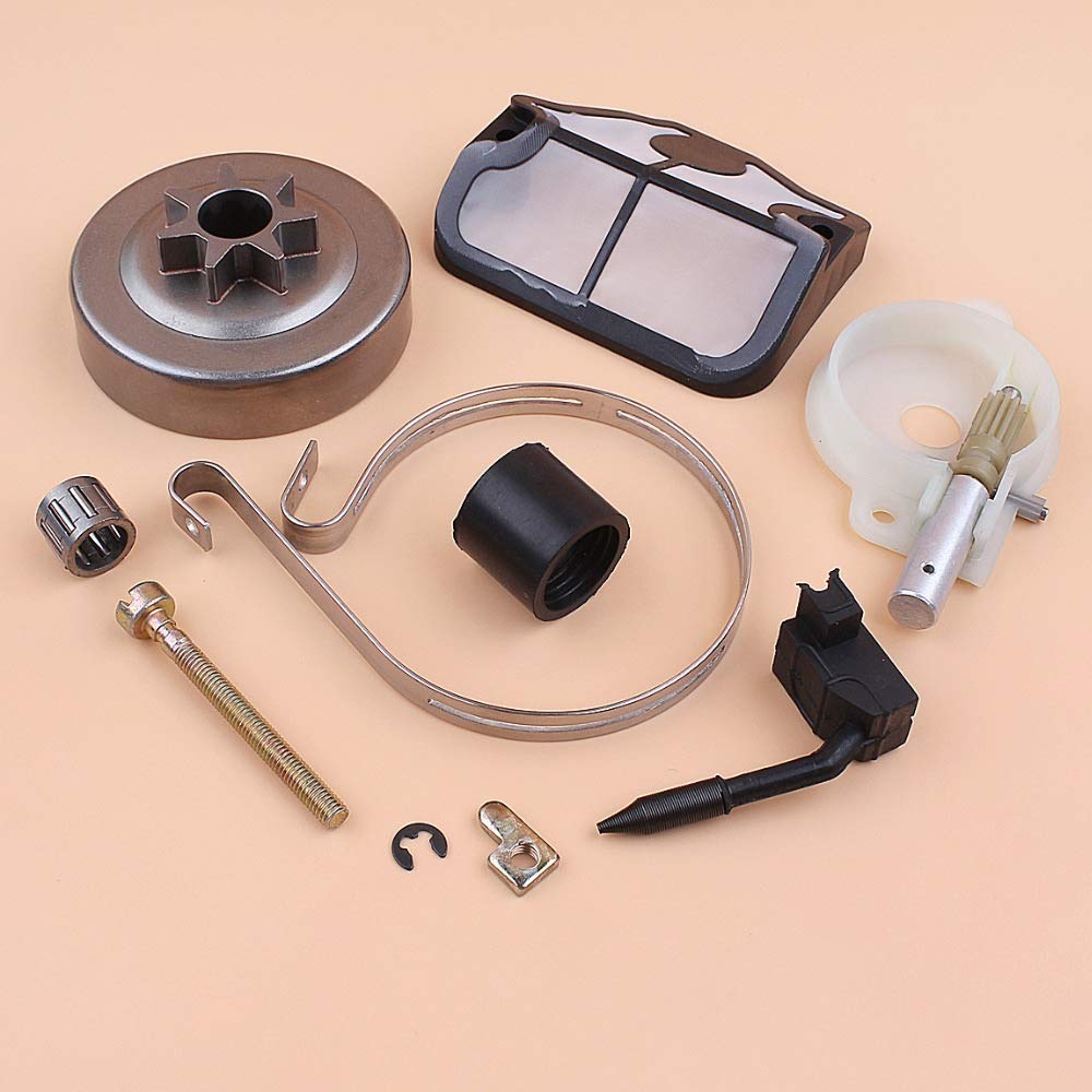 Tamburo Frizione Pompa Olio Tendicatena Kit Fascia Freno Compatibile con Husqvarna 142141137136 36 41 Motoseghe Ricambi per motoseghe a Gas