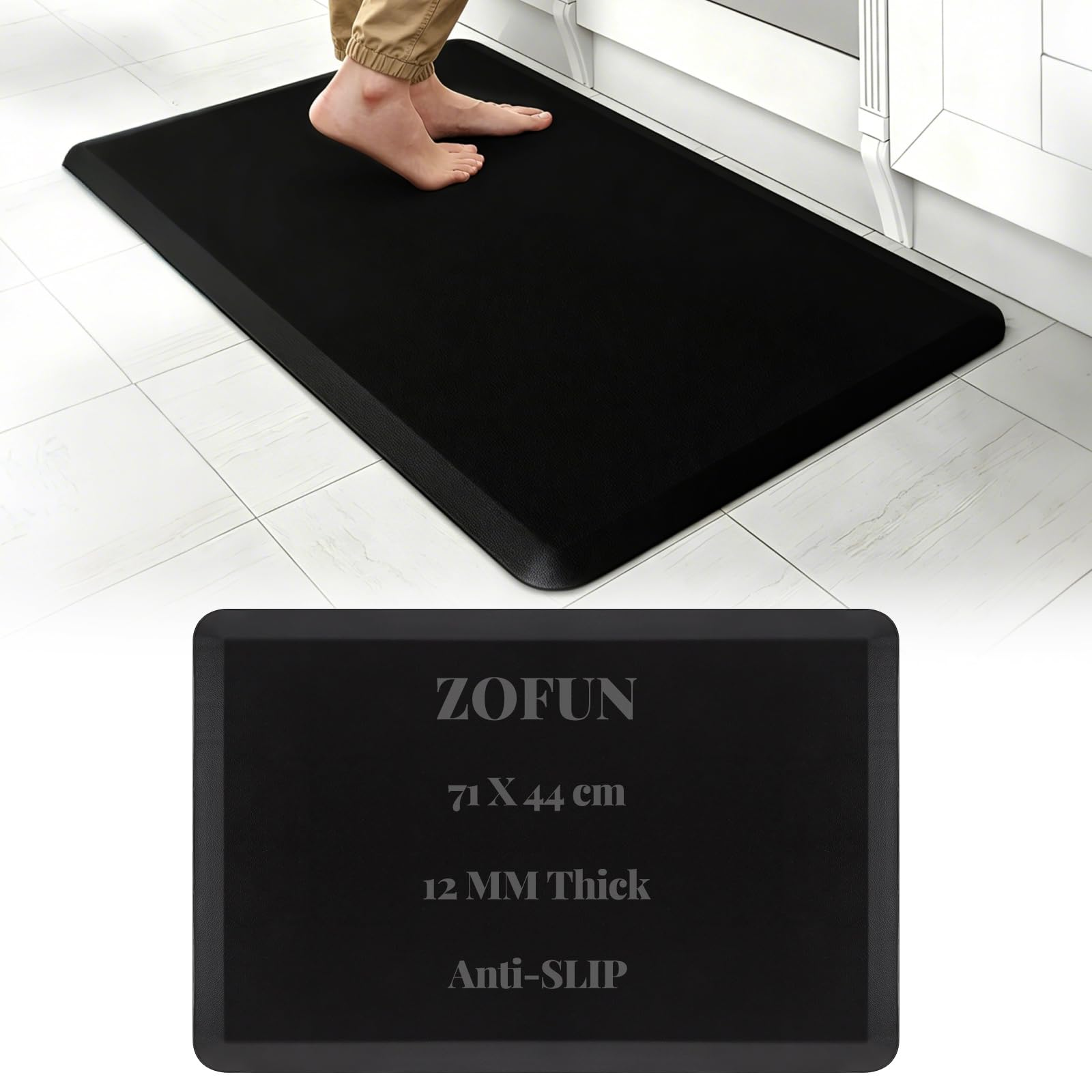 Alfombrilla antifatiga de 44 x 71 cm acolchada para cocina y suelo de oficina