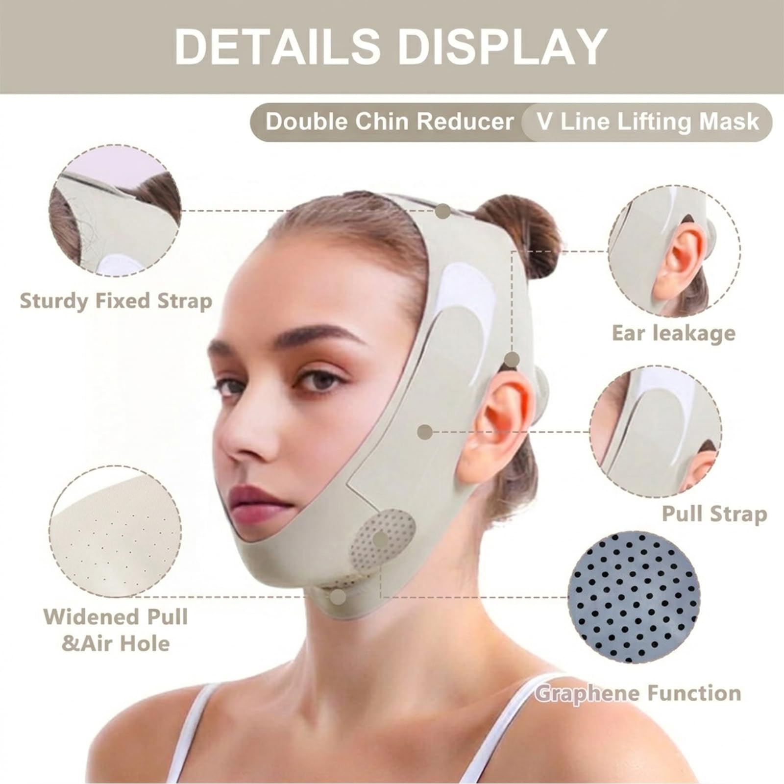 Reductor de Papada, Mentonera Postquirurgica, Jawliner de Graphen, Banda Facial de Levantamiento, Cinturón Facial Ajustable, Transpirable, para Todo Tipo de Rostro, Morado