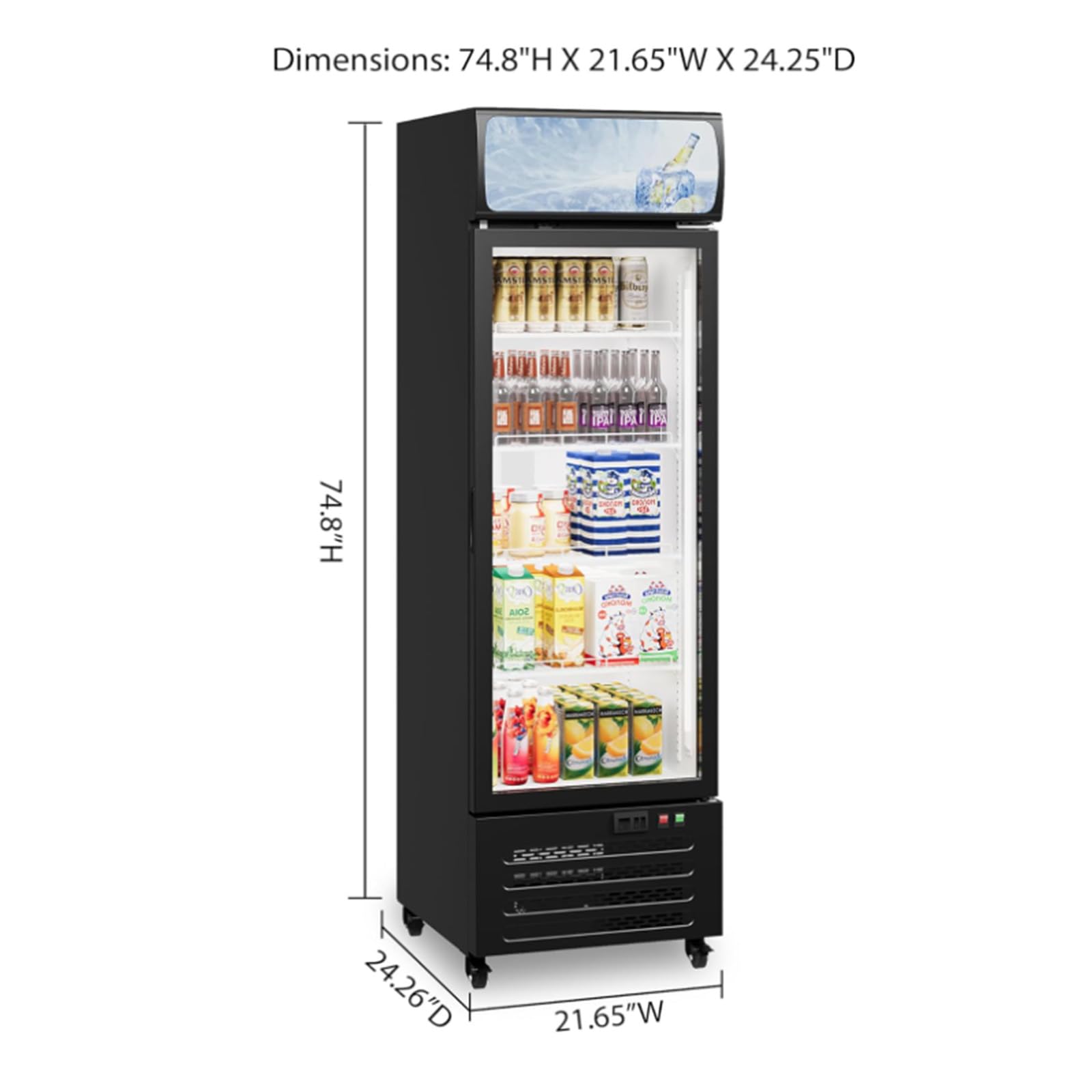Festisoul Commercial Merchandiser Refrigerator with Glass Door, 11.5 Cu.Ft Merchandiser Beverage Refrigerators Fridge, Upright Beverage Cooler, Soft Led Light, Adjustable Shelves, Black on Fridge.com
