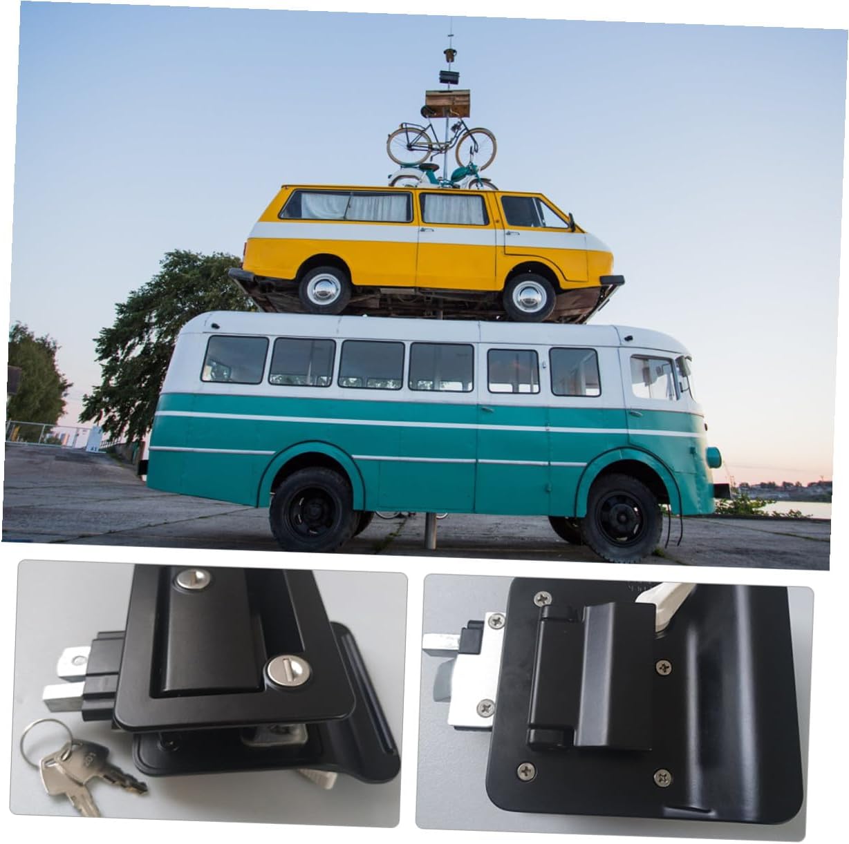 RV Door Lock Zinc Alloy Camper Door Latch Double Access Safety Lock for Travel Trailers Zinc Alloy Construction with High Hardness for Reliable Camper and Trailer Entry