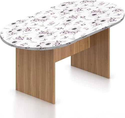 Miniatura 1 de Mantel ajustable ovalado de poliéster elástico con flores, ramos de novia de primavera, mantel ajustado con estampado romántico, se adapta a mesas