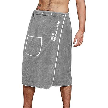 Amazon.com: JunVpic Men's Bath Wrap Towel - Microfiber Absorbent Quick Dry Adjustable Men Body ...