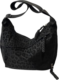 Crescent Bag Leopard Print Black Crossbody Bags for Women Crescent Dumpling Cross-Body Bag Multi-Pocket Leopard Womens Hobos and Shoulder Bags with Adjustable Strap for Travel Daily Use