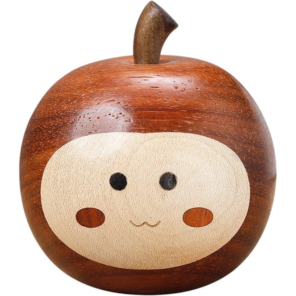 Baokuan Red Wooden Apples Ornament Simulation Fruit Decorative Hand Carved Wooden Fruit Statue Ornament Art Decorative For Home Office