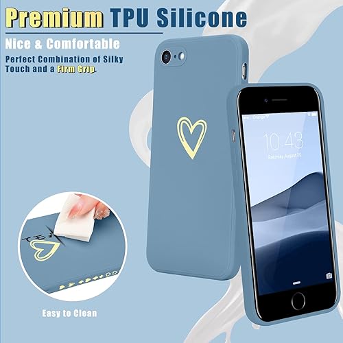Miniatura 2 de Teageo Funda para iPhone SE 2022, SE 2020, iPhone 7, iPhone 8 para mujeres y niñas, bonita funda de lujo con corazón protección completa de lente de