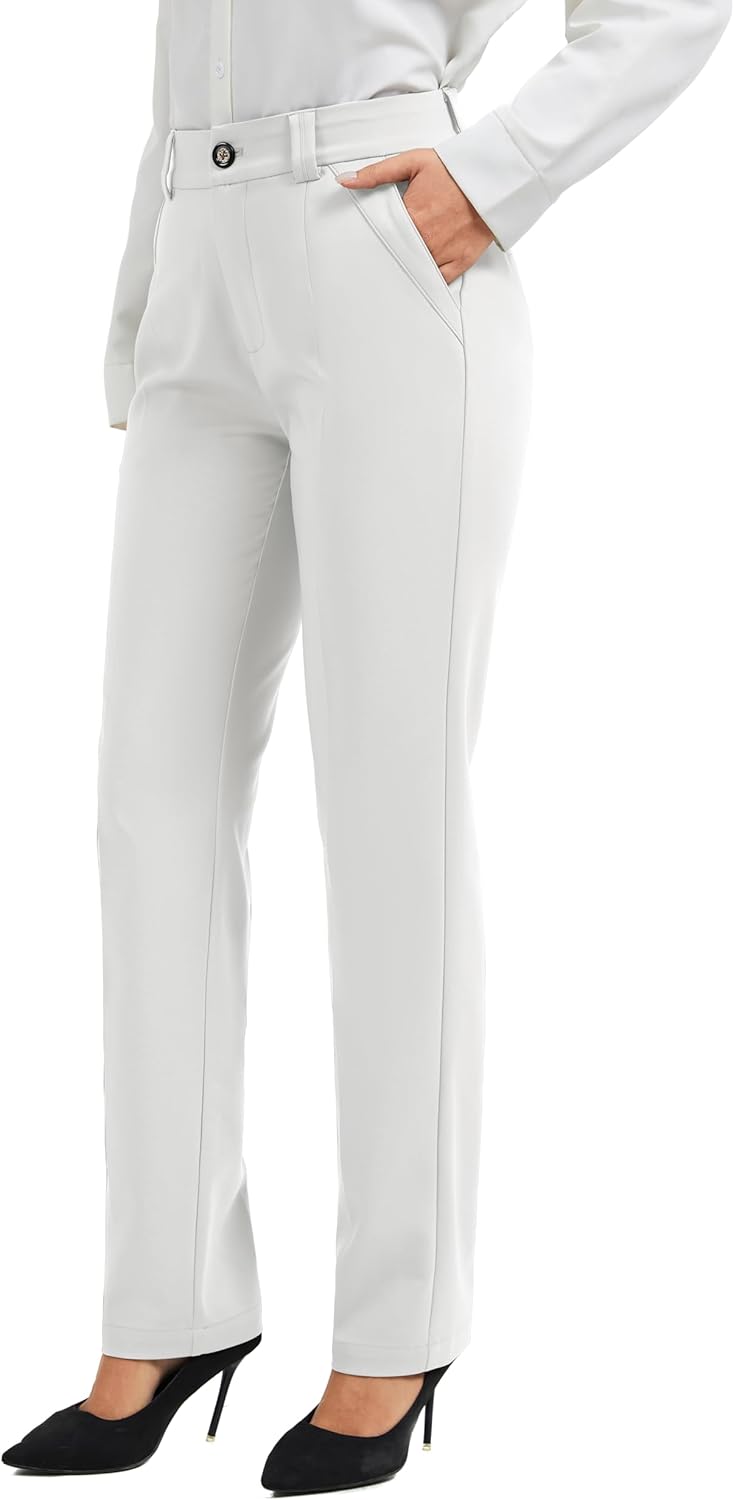 FUNYYZO Women Stretch Business Straight Leg Dress Slacks Pants with Pockets Wear to Work 2026 Casual Suitpants - Image 4