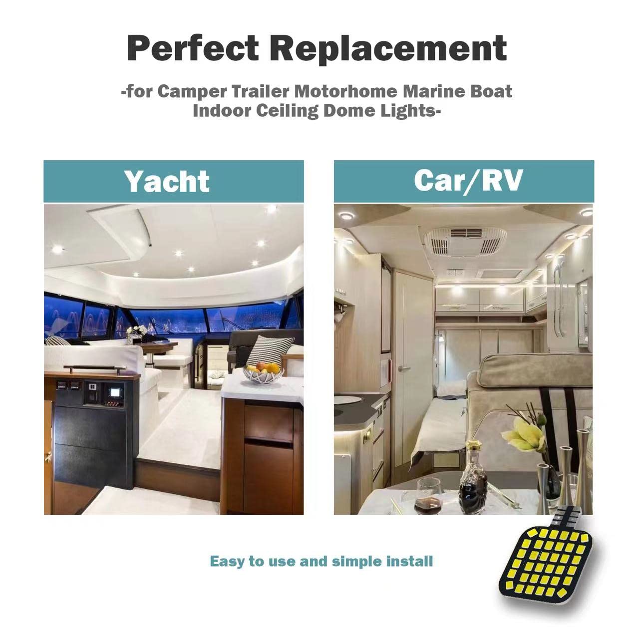 20PCS T10 921 922 912 194 RV Interior LED Light Bulbs, Super Bright LED Bulbs Replacement Lighting 36-SMD 2835 6500K White for 12V RV Camper Trailer Motorhome Boat Dome Car Marine Ceiling Indoor Light