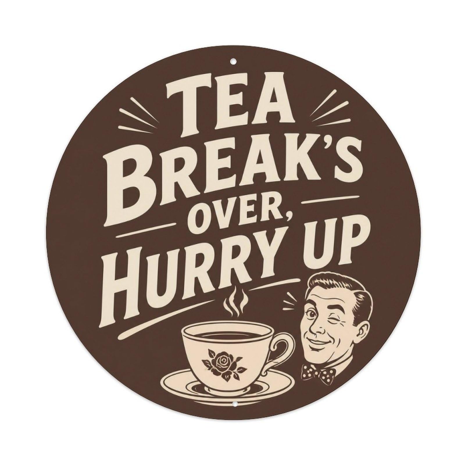 Olyhtr 8X8inch Classic Style Tea Humor Comedy Lettering British Screenprint Style Metal Tin Sign