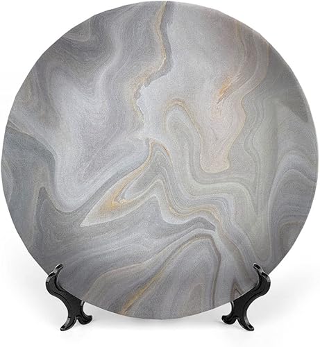 Miniatura 8 de Placa de exhibición de cerámica, placa decorativa colgante de cerámica de mármol, patrón de superficie de piedra de ónix, 10 pulgadas, decoración de