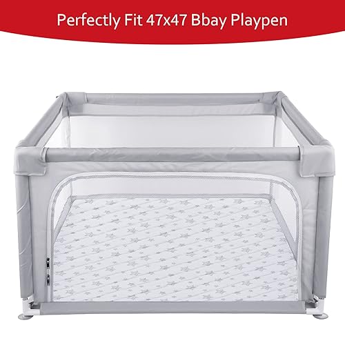 Miniatura 2 de Tapete de juego de espuma prémium para bebé de 47 x 47 pulgadas, tapete de una sola pieza antideslizante acolchado para bebé para jugar 47 x 47