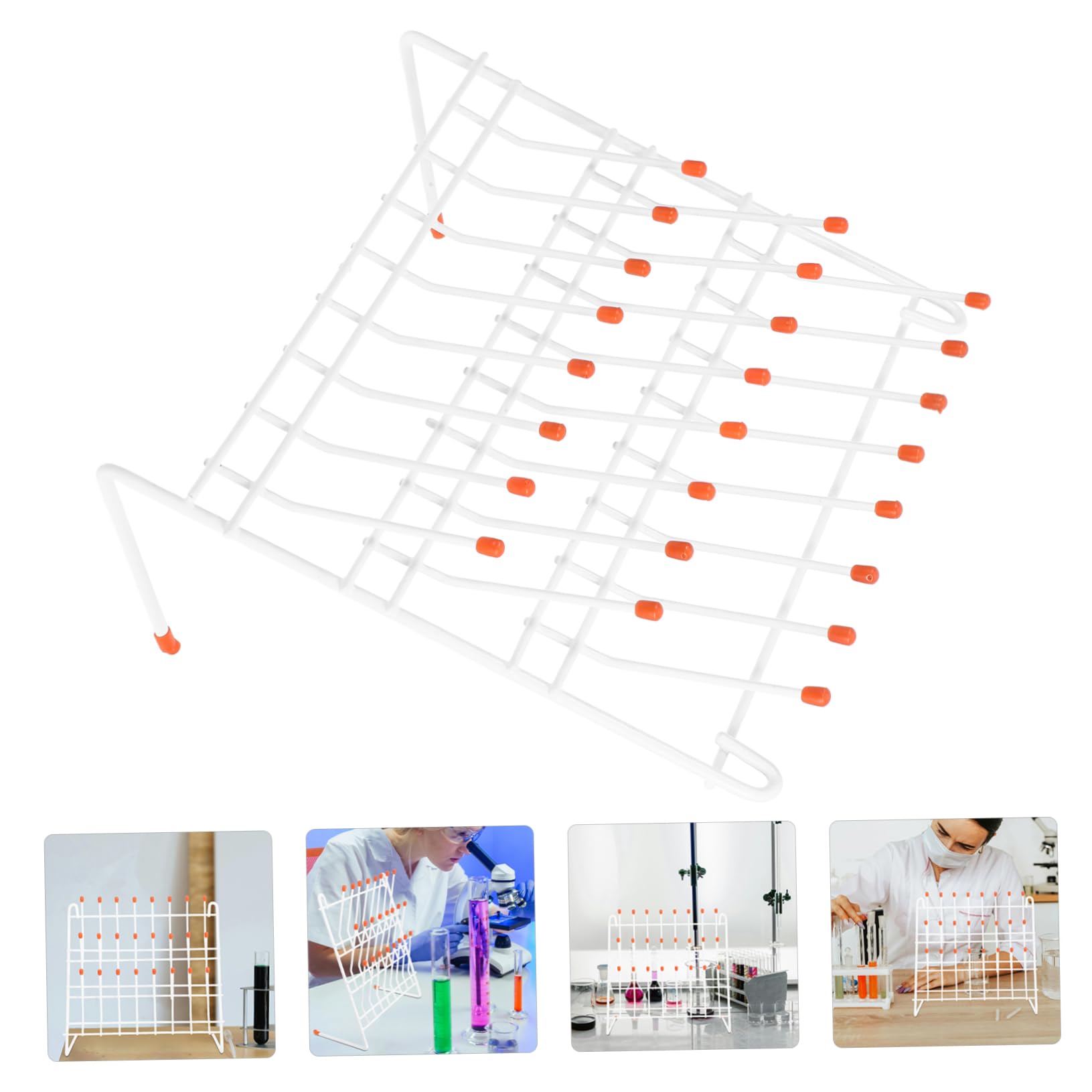 Gradilla para Tubos de Ensayo de Laboratorio 24 Puestos Hierro | Blanco, Ligera y Fácil de Transportar, para Secado de Vasos y Uso en Laboratorio E Investigación