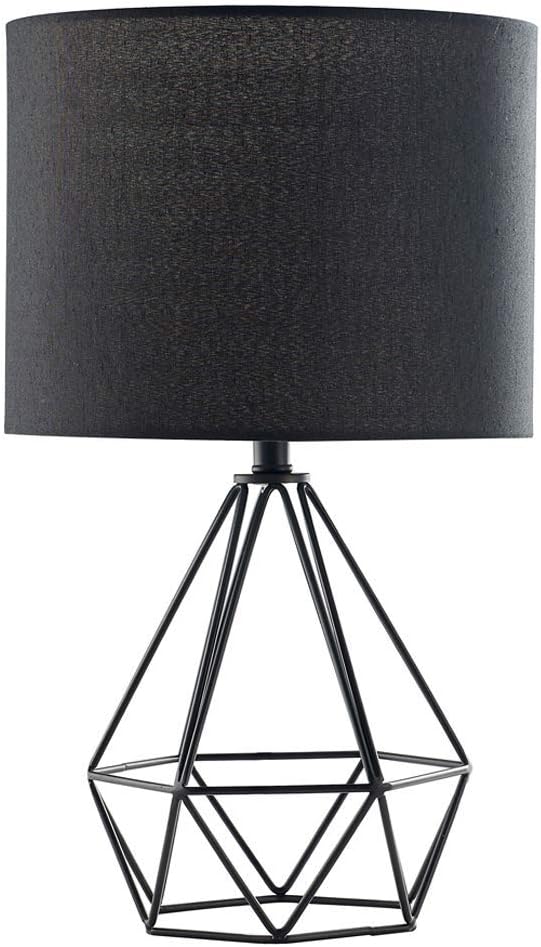 SEVETILKA Elegant Design Black Hollowed Base Black Fabric Lampshade Bedside Table Lamp,Table Lamps for Livingroom Bedroom