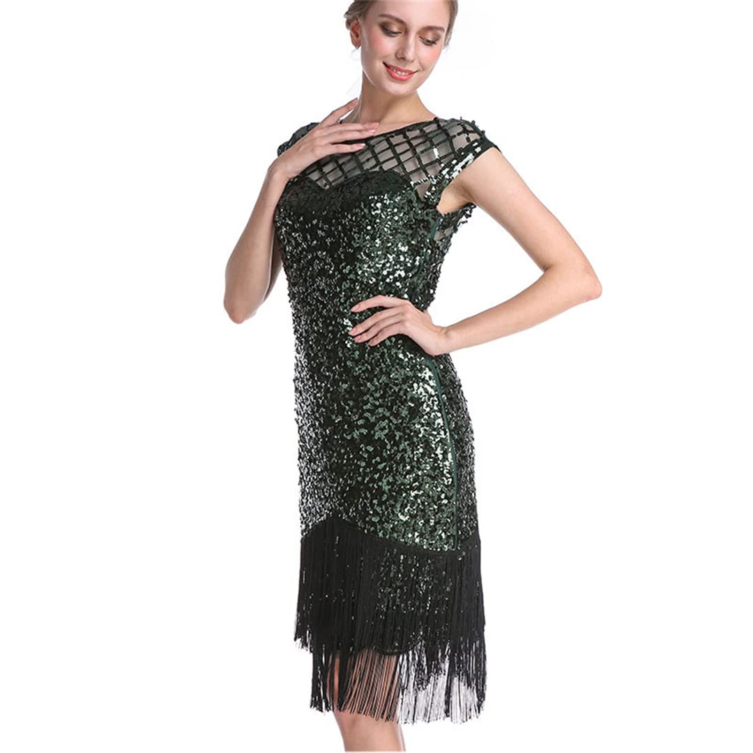 Vestido de lentejuelas de los años 20, vestido de fiesta temática, vestido de graduación, vestido Art Deco, Gn, L