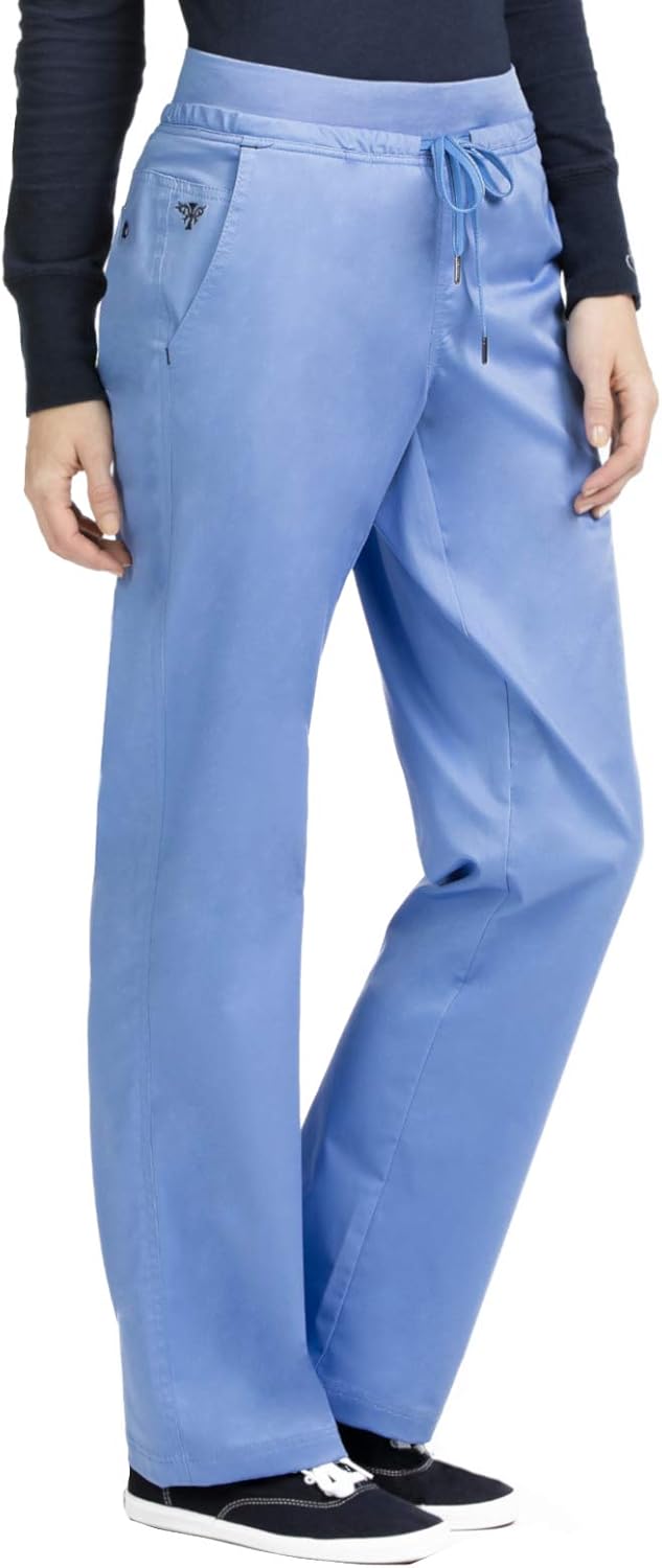 Med Couture Signature Yoga Drawstring Scrub for Women X-Small Tall Ceil W/ Navy