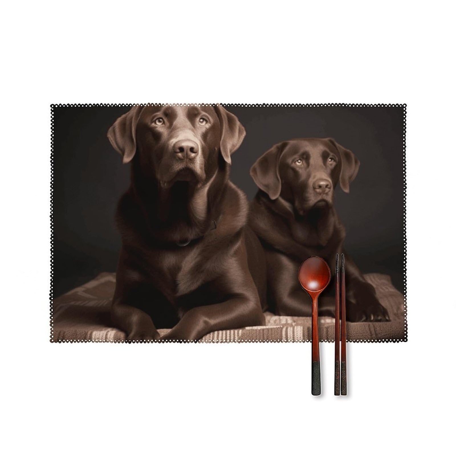 Brown Labrador Retriever Placemats Set of 6 Wipeable Table Mats for Kitchen Dining Table Heat Resistant Waterproof Modern Indoor/Outdoor Non-Slip Easy Clean Place Mats