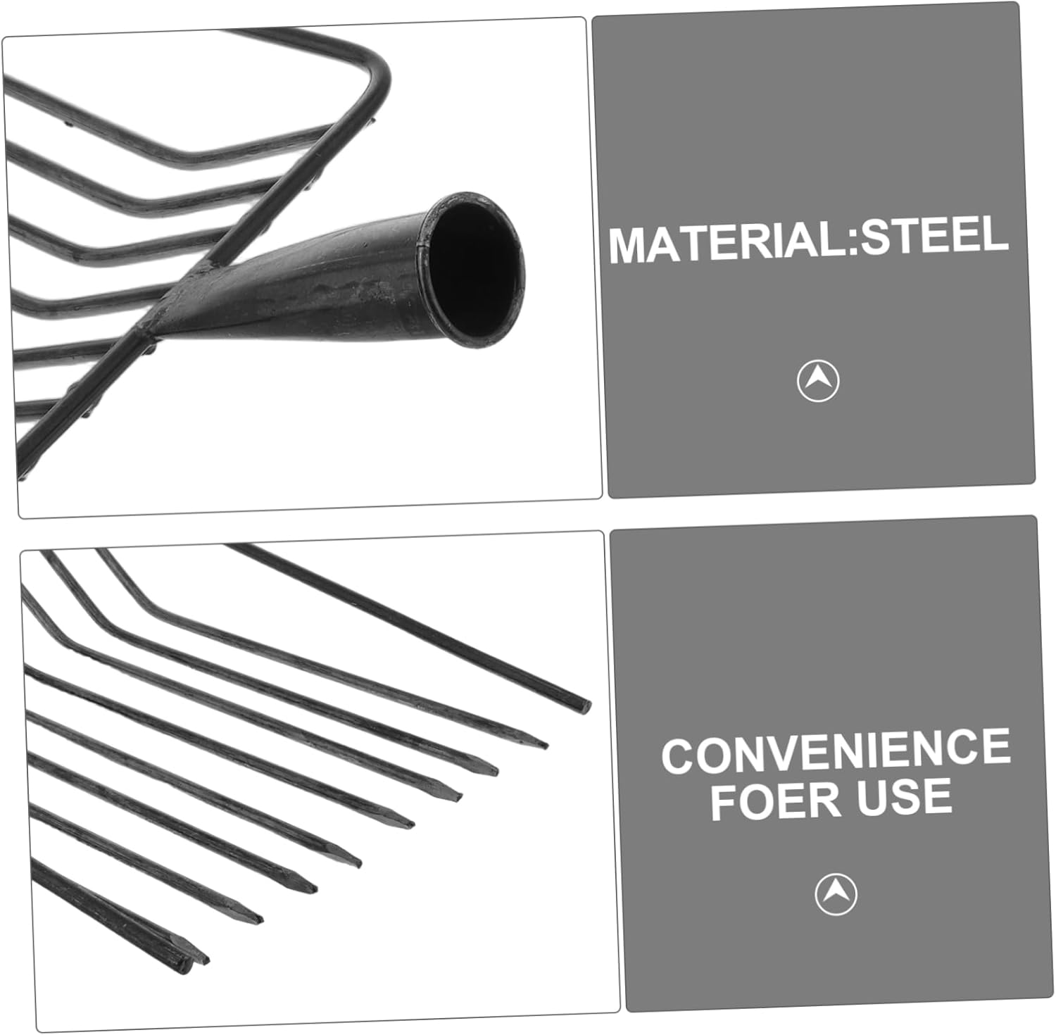 Garden Equipment Heavy Duty Steel Manure Fork Gardening Picks Easy to Clean Carry Farmer Tool Head Replacement for Efficient Work