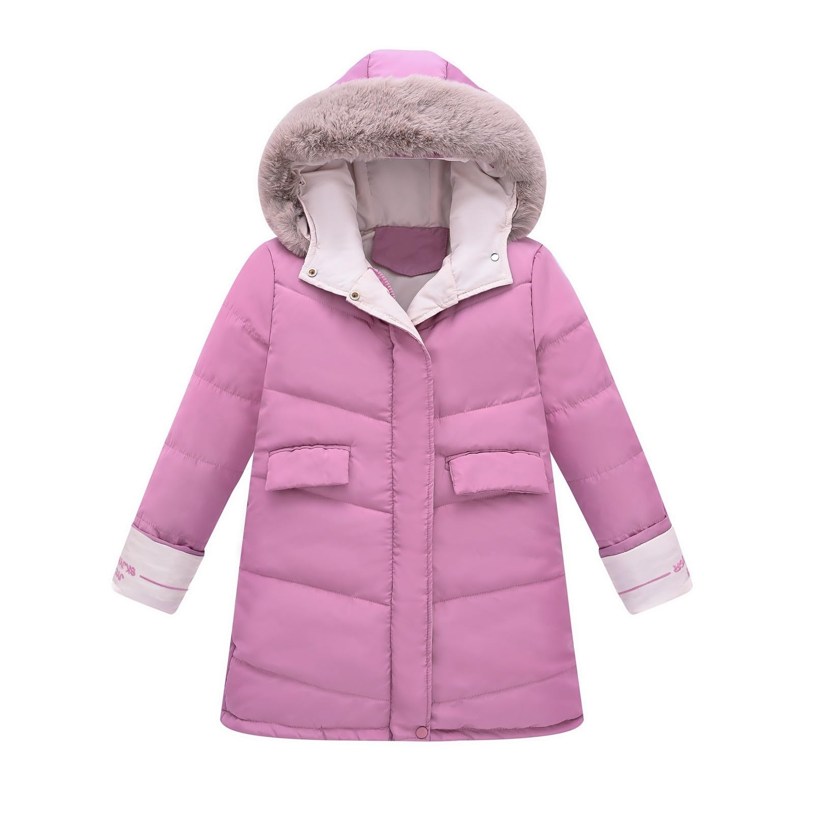 Girls Thickened Down Jacket Kids Long Length Hooded Winter Coat Windproof Warm Padded Puffer (Red, 11-12 Years)