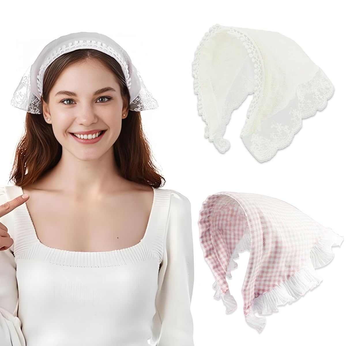 Bandanas for Women, Triangle Hair Scarf, Scarf for Women Stylish of Head，Lace Bandana Lovel-image-21