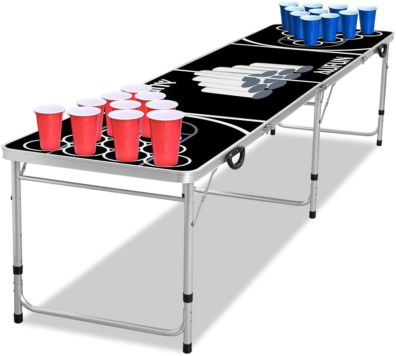 Tavolo Beer Pong Pieghevole NW – Regolabile In Altezza Con 100 Bicchieri E 5 Palline – 242 Cm, Per Feste In Giardino - 5